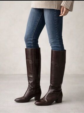 Jacques Cohen Italian Leather Riding Boots Brown Knee High Equestrian Vintage